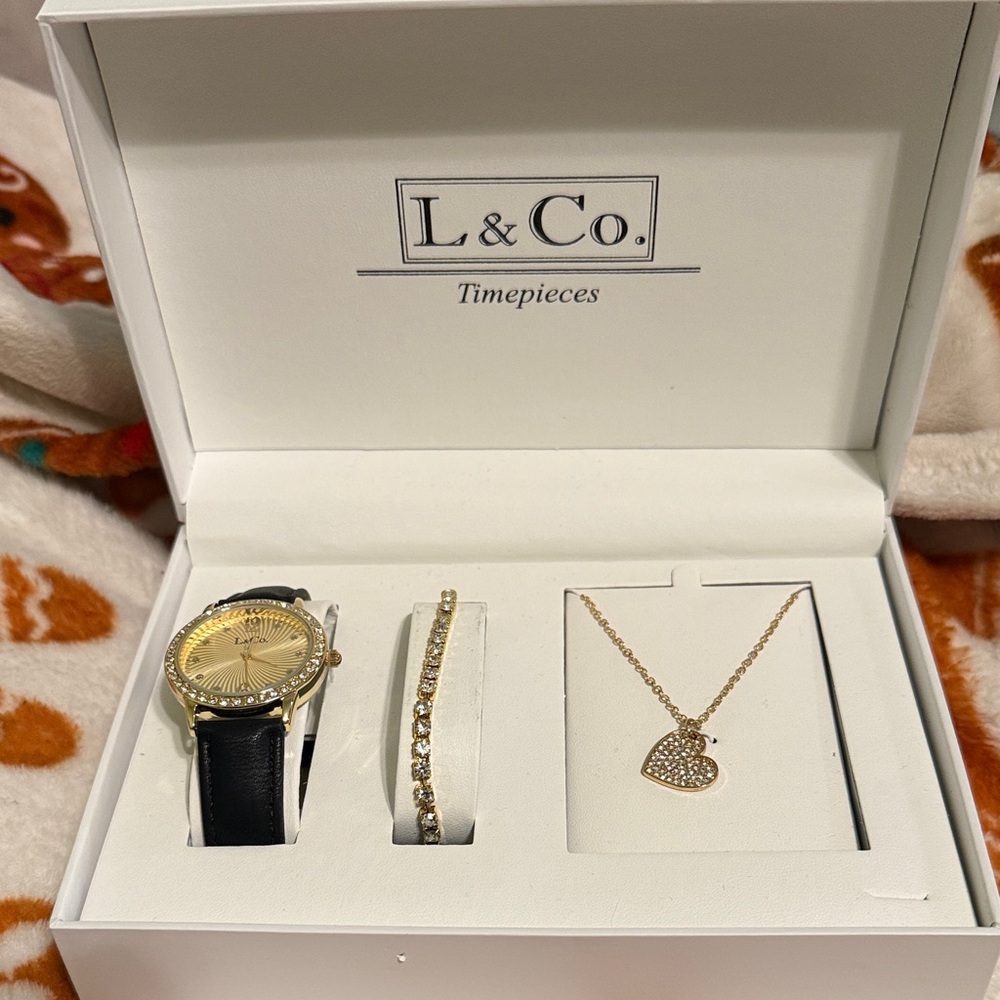 Women's Gold and Black Watch Set
